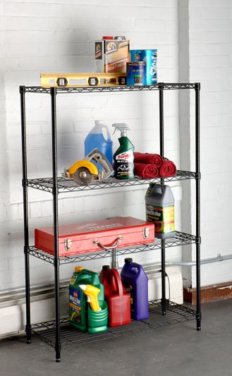 B35B-1: 4 Tier Multi-Purpose Wire Storage Rack [7/8" diameter 1.0mm]- Black