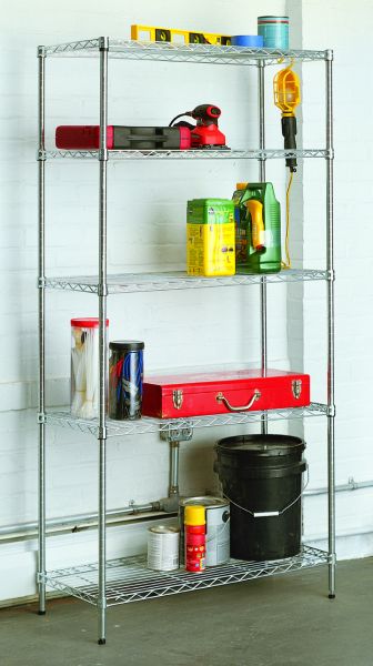 TRINITY EcoStorage 5-Tier Wire Shelving Rack with Wheels , 36 x